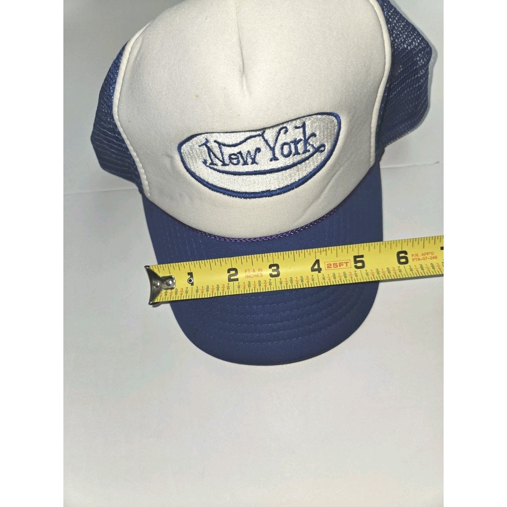 Vintage New York Mesh Trucker Hat Snapback Cap Nissin White Blue EUC - Picture 10 of 11